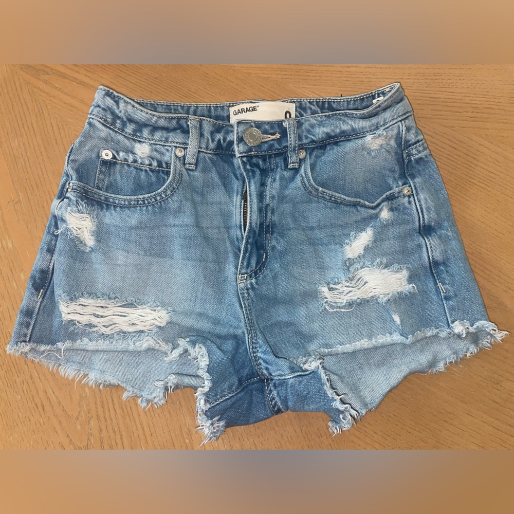 Garage Blue Distressed Jean Shorts